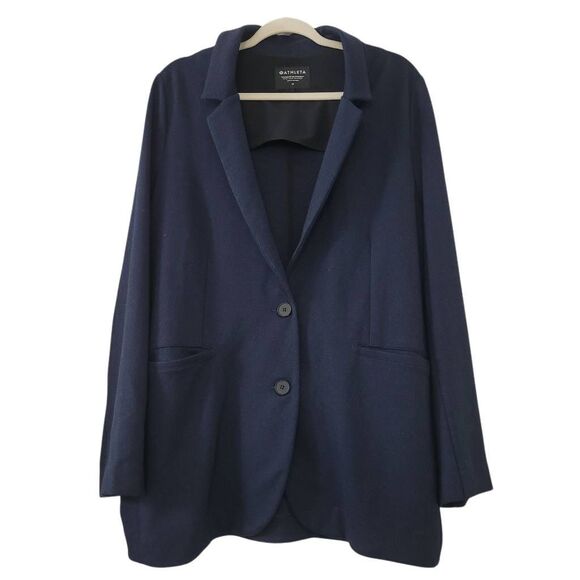 Athleta Venice Blazer Plus Size 20 Navy Heather Ponte Knit Stretch Casual Office - Picture 3 of 9
